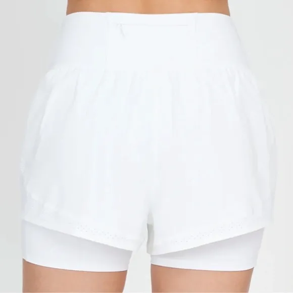 NWOT Spanx Get Moving Double Layer Shorts Size S White Back Zip Pocket Lined