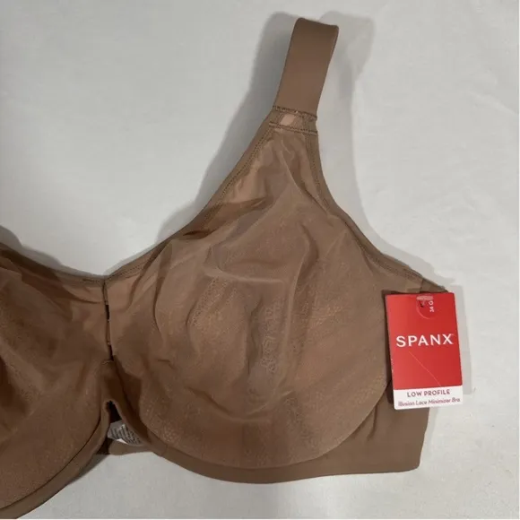 NWT $82‎ Spanx [ 36G ] Low Profile Illusion Lace Minimizer Bra Cafe Nude