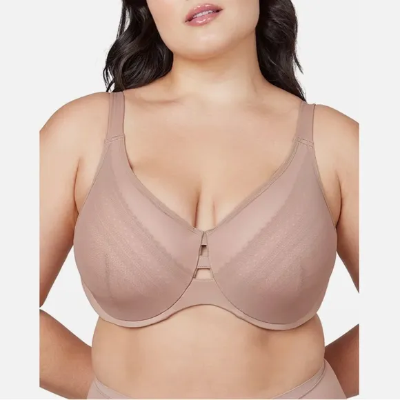 NWT $82‎ Spanx [ 36G ] Low Profile Illusion Lace Minimizer Bra Cafe Nude