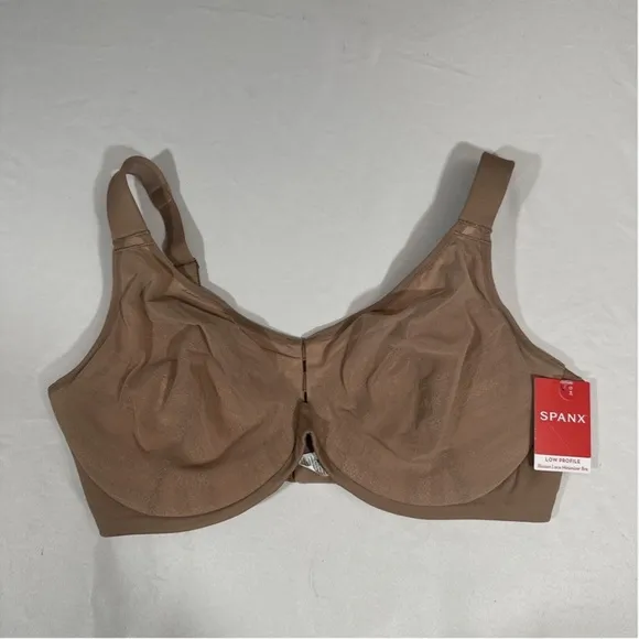 NWT $82‎ Spanx [ 36G ] Low Profile Illusion Lace Minimizer Bra Cafe Nude