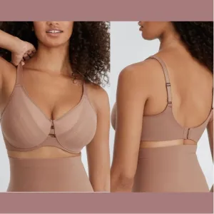 NWT $82‎ Spanx [ 36G ] Low Profile Illusion Lace Minimizer Bra Cafe Nude
