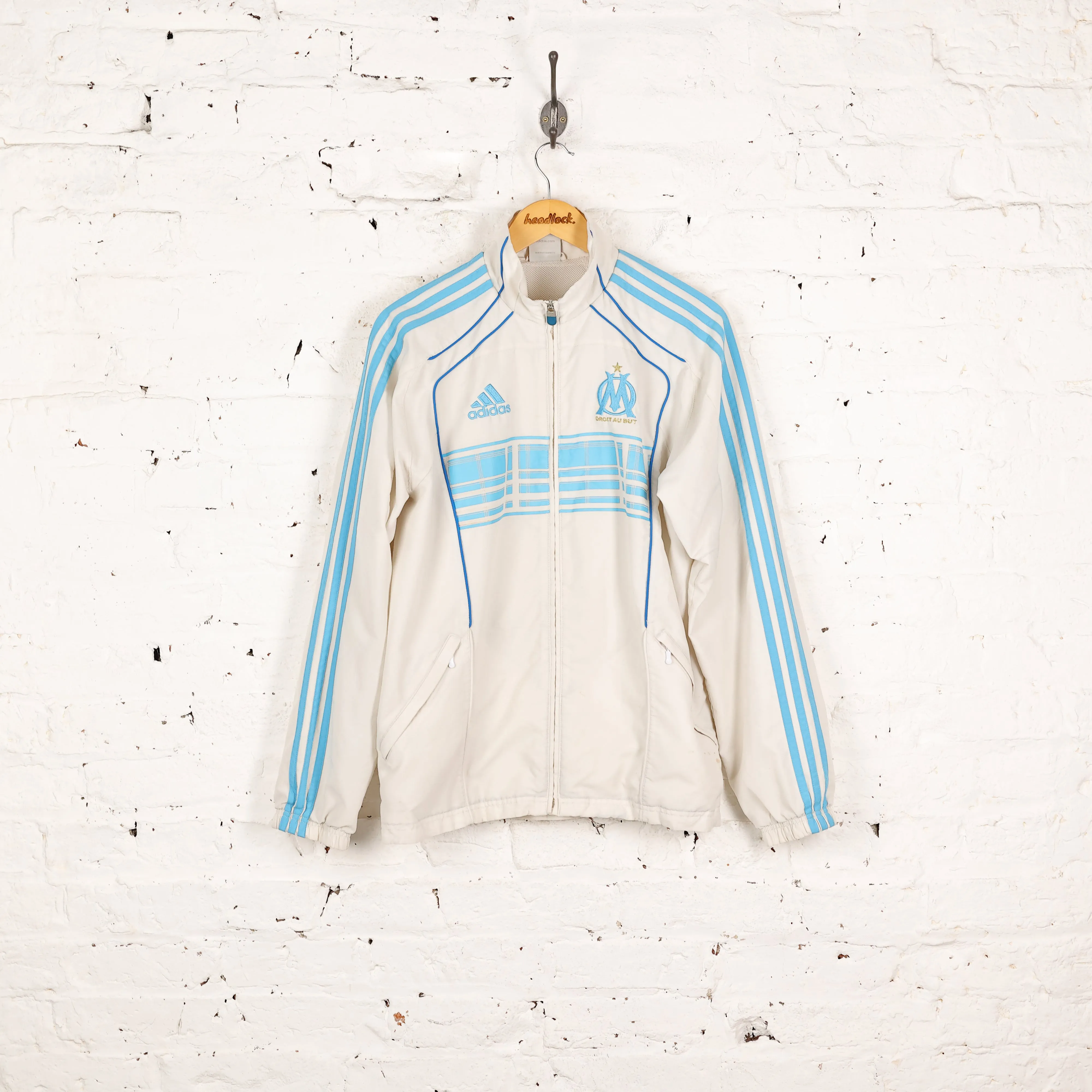 Olympique Marseille Adidas 2010 Football Tracksuit Top Jacket - White - M