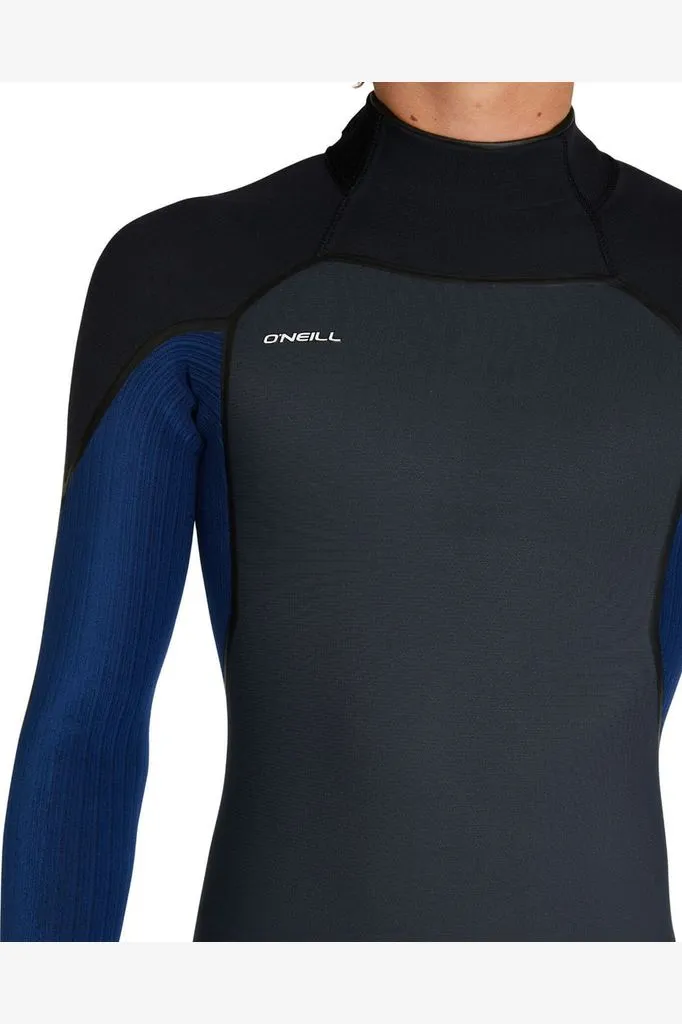 O'NEILL HYPERFREAK FIRE BACK ZIP FULL 3/2MM WETSUIT - GUNMETAL/BLACK/MARINE