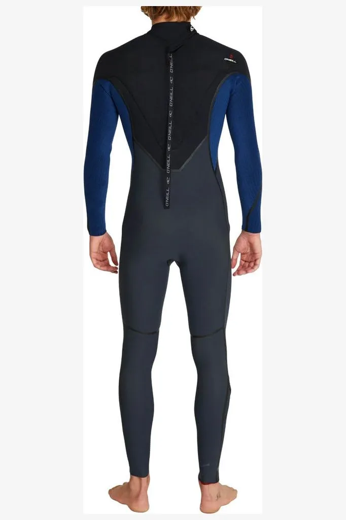 O'NEILL HYPERFREAK FIRE BACK ZIP FULL 3/2MM WETSUIT - GUNMETAL/BLACK/MARINE