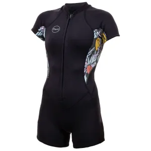 O'Neill Womens Bahia 2/1mm FZ Shortie Wetsuit -Black/Baylen/Black