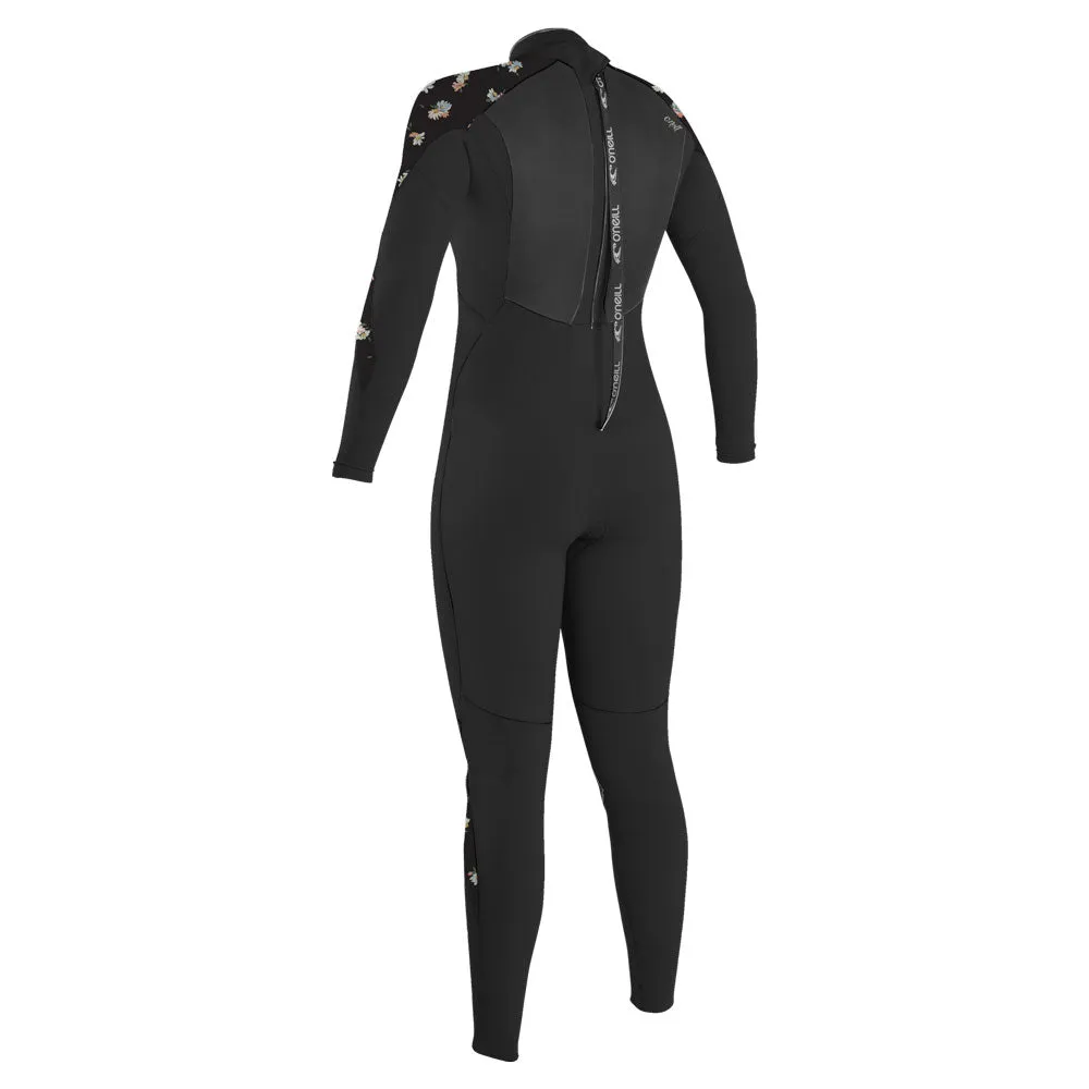 O'Neill Womens Epic 4/3mm BZip Wetsuit  - Black/Black/Cindy Daisy