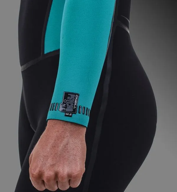 O'Neill Womens Psycho One 4/3 Back Zip Full Wetsuit - Black/Capri