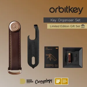 Orbitkey Leather Key Organiser Multi-tool V2- Espresso/Black