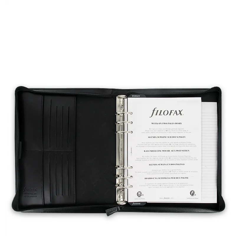 Organizer Filofax Non Datato Metropol con Chiusura a Zip A5 Nero