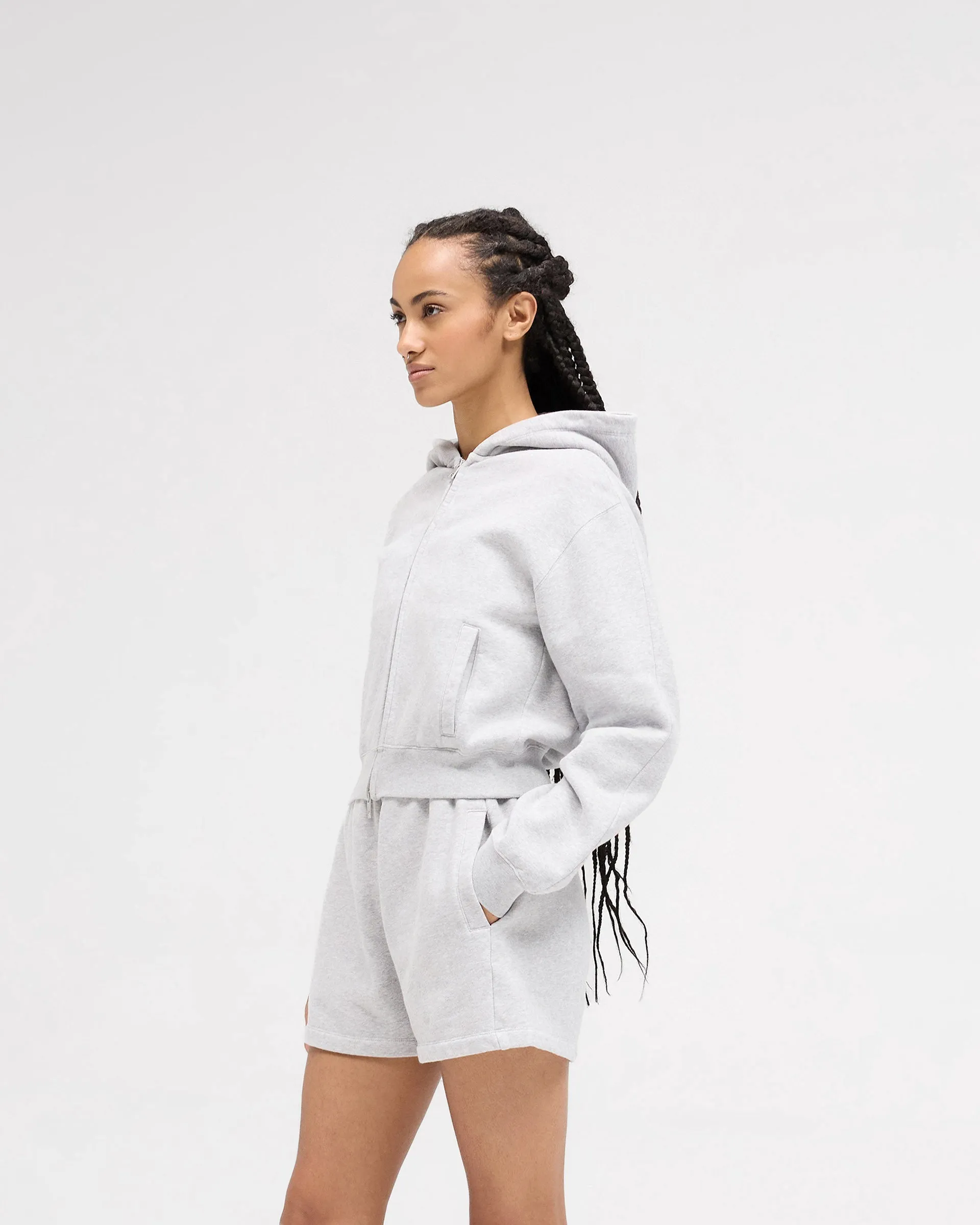 Owners Club Slim Zip Hoodie - Grey Marl