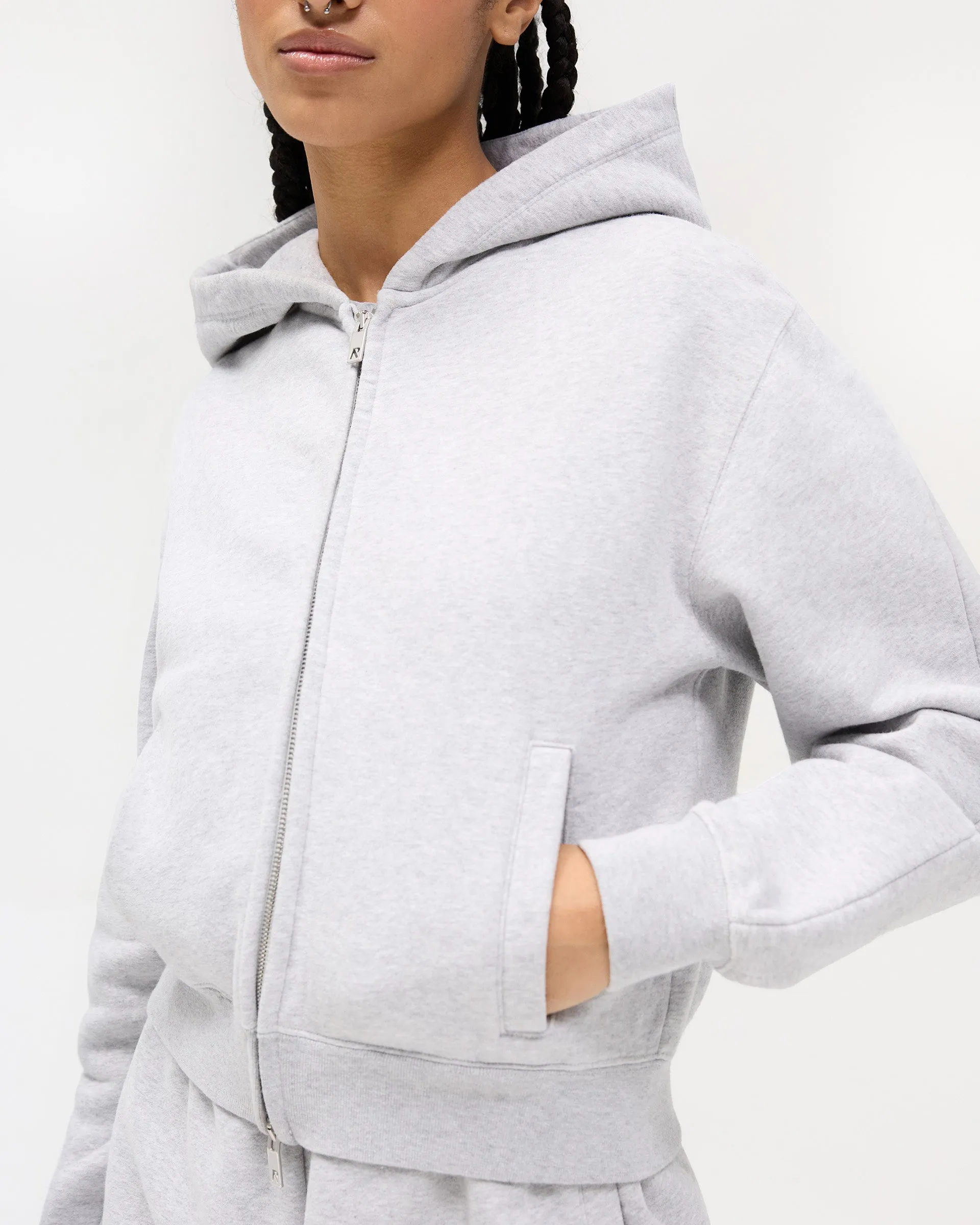 Owners Club Slim Zip Hoodie - Grey Marl