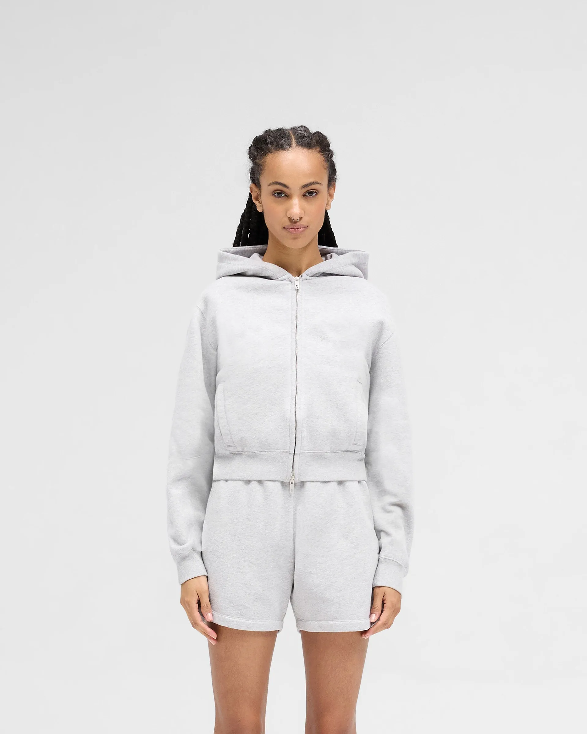 Owners Club Slim Zip Hoodie - Grey Marl