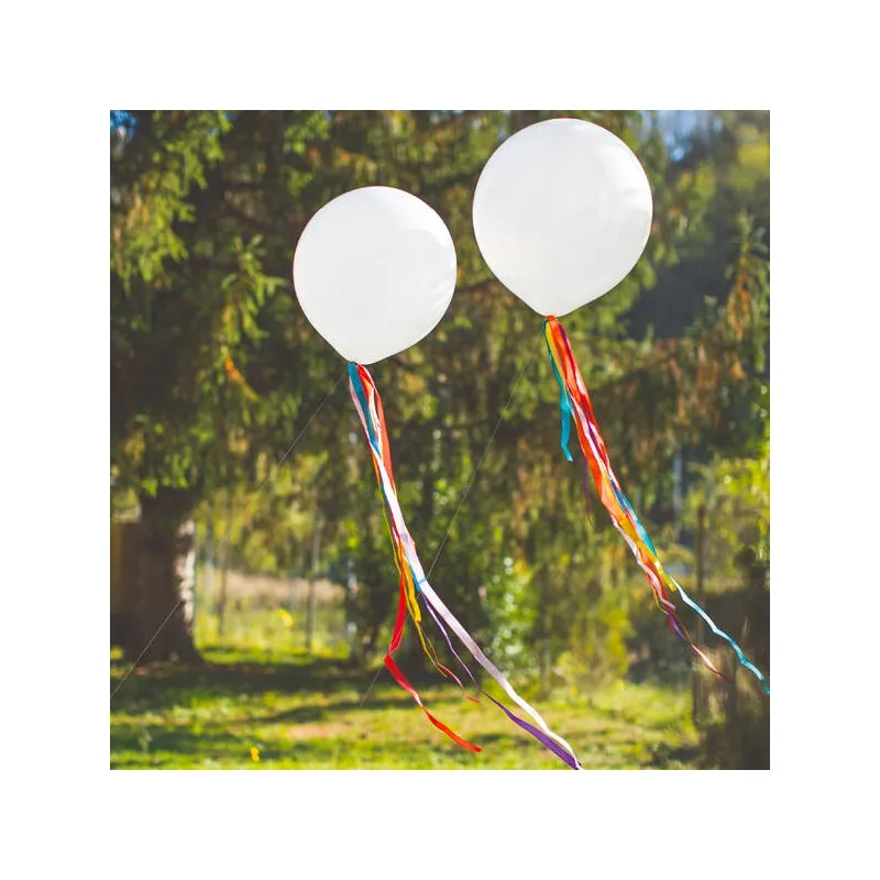 Palloncino in Lattice Bianco Perla con Nastri 50 cm x 1 mt