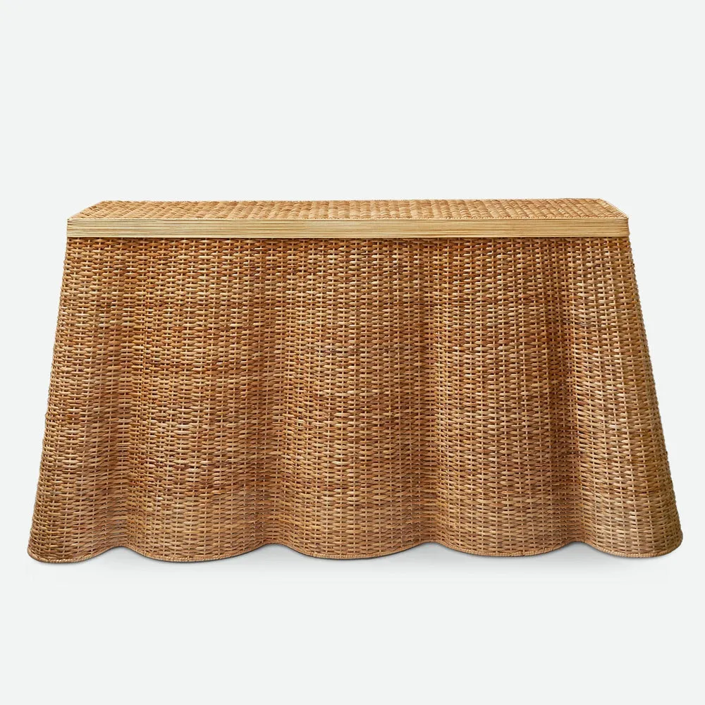 Palm Beach Rattan Scalloped Console Table