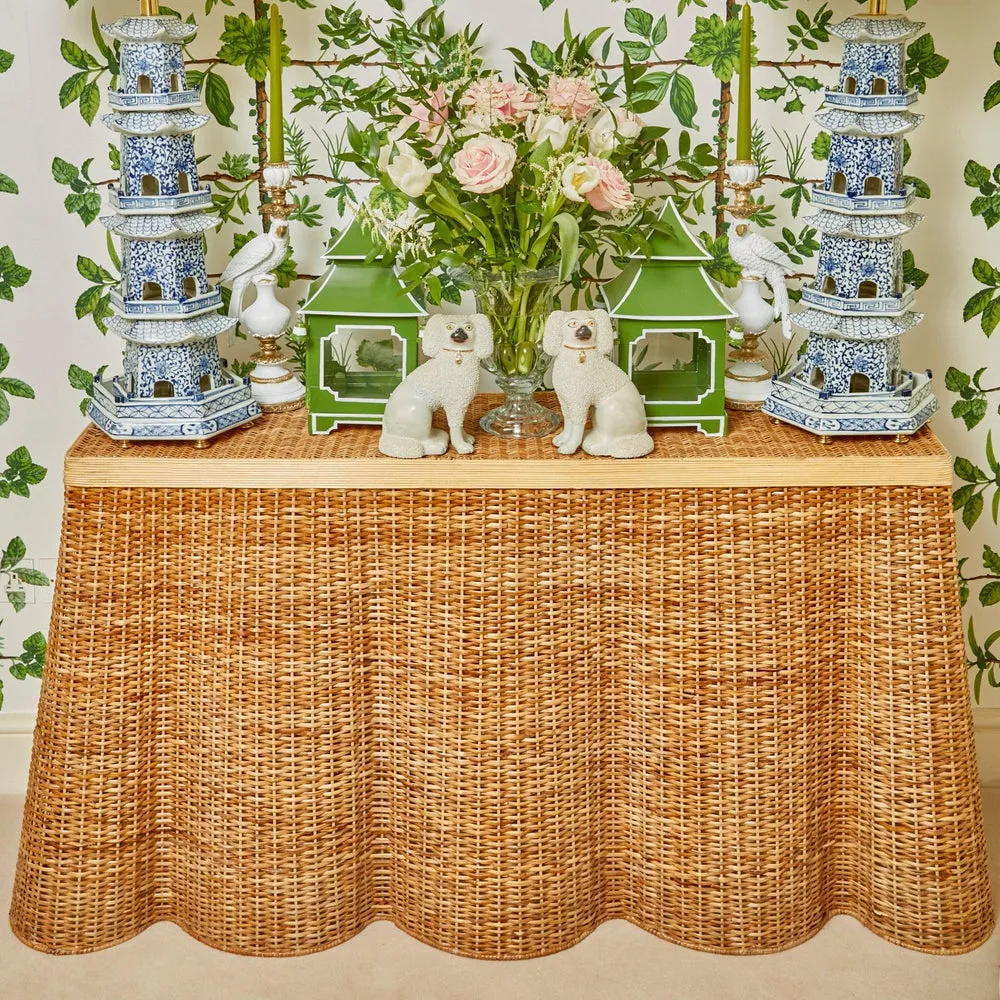 Palm Beach Rattan Scalloped Console Table