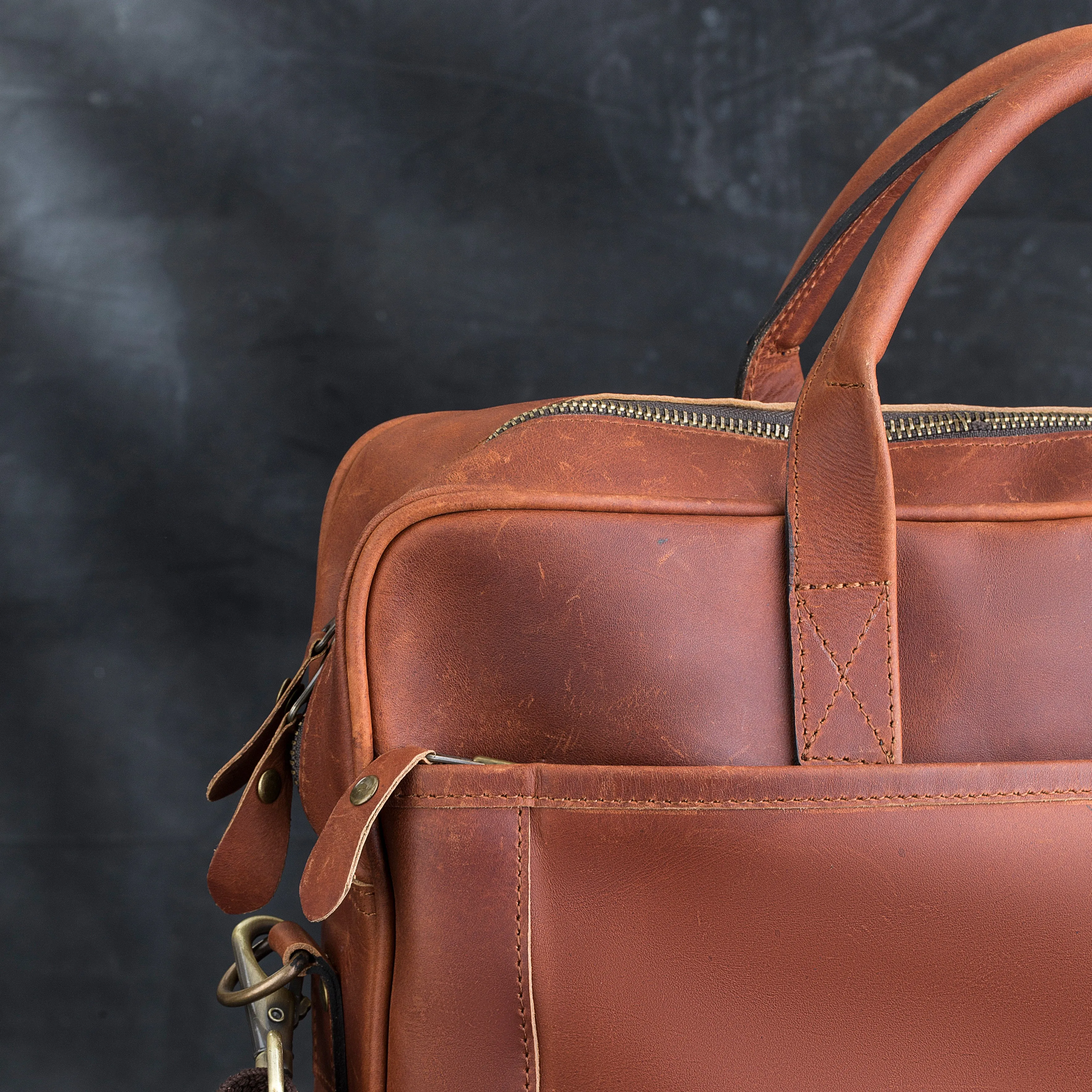 Past Master Blue Lodge Briefcase - Brown Full Grain Leather