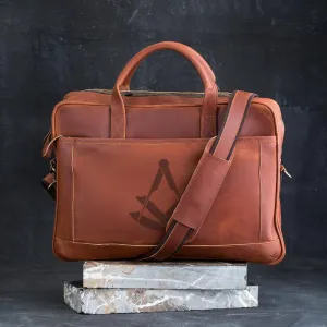 Past Master Blue Lodge Briefcase - Brown Full Grain Leather
