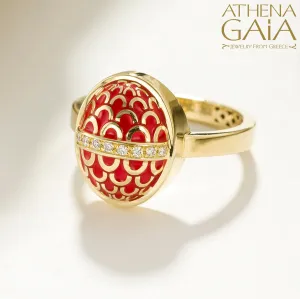Periklista Gold Lattice Dome Ring