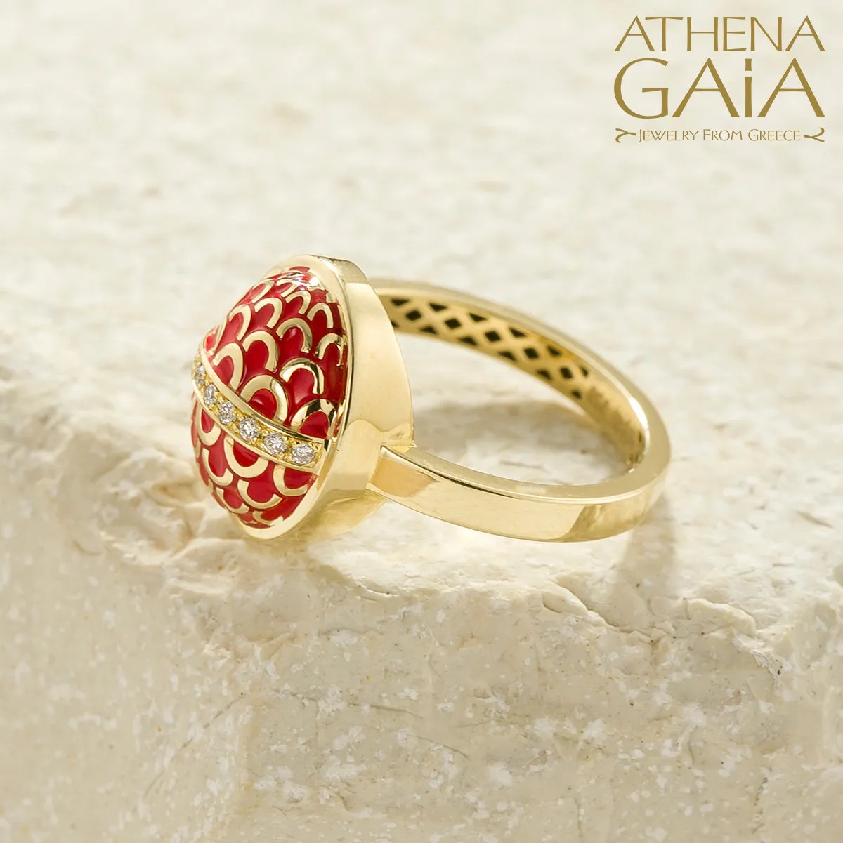 Periklista Gold Lattice Dome Ring