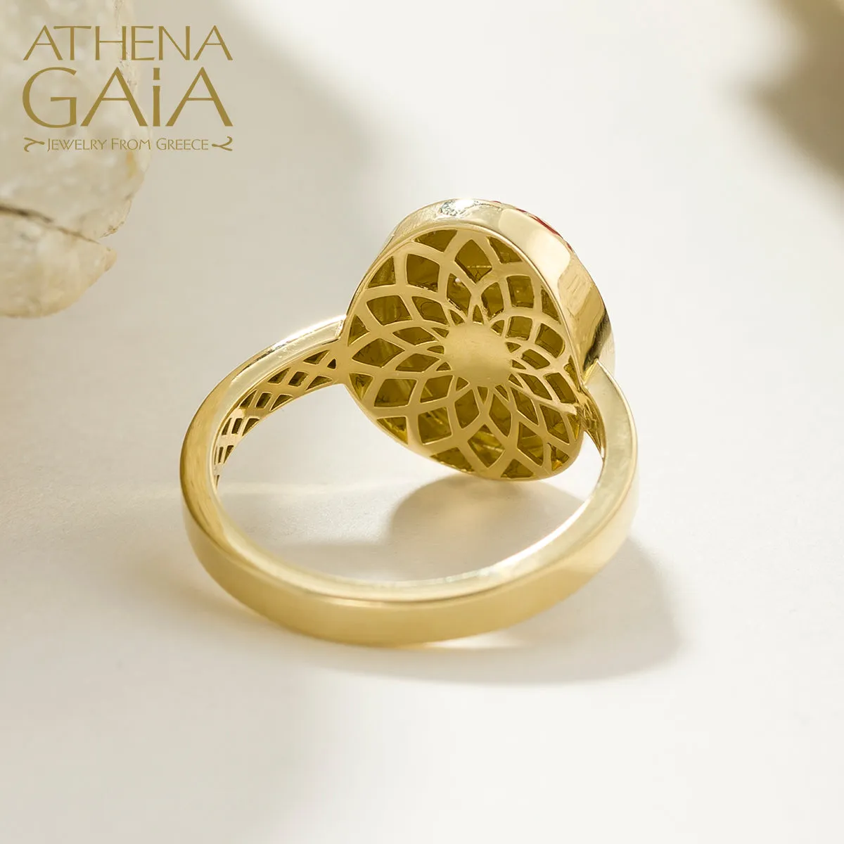 Periklista Gold Lattice Dome Ring