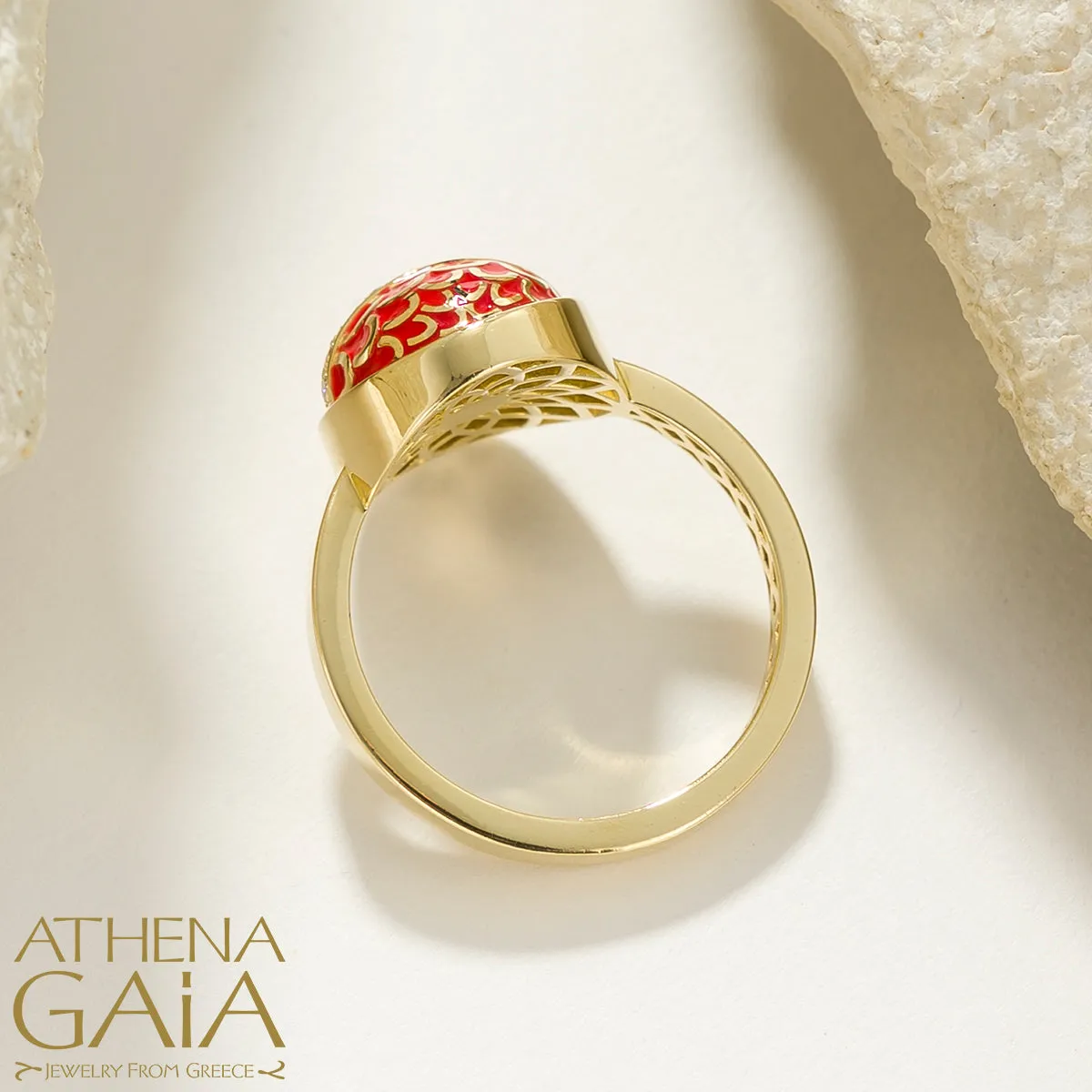 Periklista Gold Lattice Dome Ring