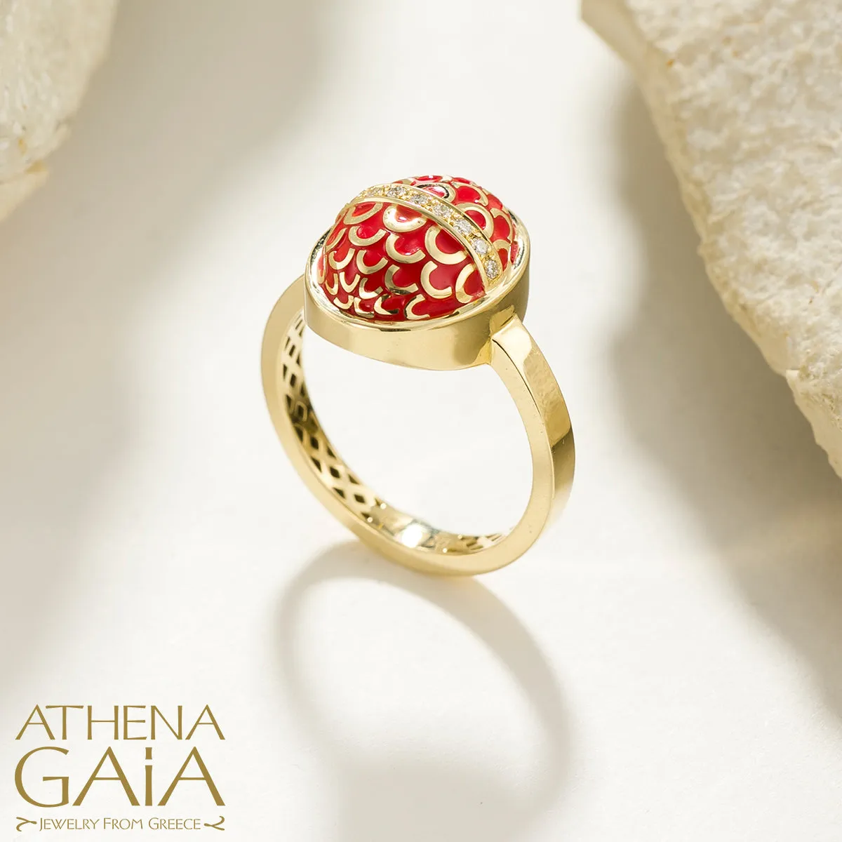 Periklista Gold Lattice Dome Ring