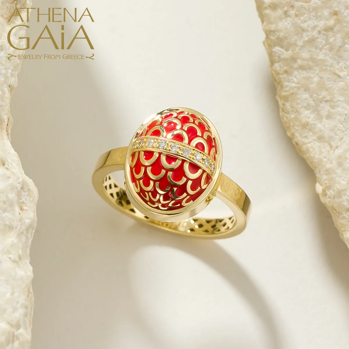 Periklista Gold Lattice Dome Ring