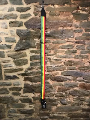 Perri’s Leathers 2” green, yellow, and red Rasta guitar strap