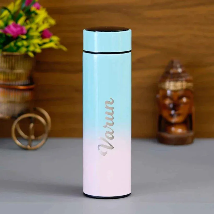 Personalised Pastel Temperature Display Bottle & All in One Men's Combo (2 pcs) - Royal Blue