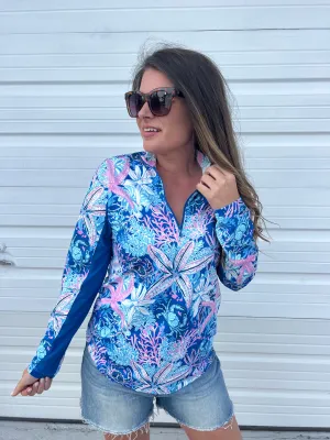Peyton Long Sleeve Quarter-Zip by Simply Southern - Reef
