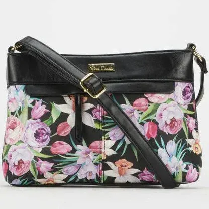 Pierre Cardin Aaliyah Floral Crossbody Bag Black