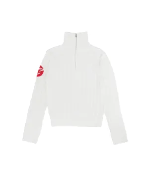PIV'VEE Cable Knit Half Zip Sweater - Cloud White
