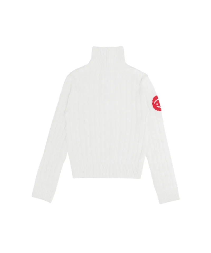 PIV'VEE Cable Knit Half Zip Sweater - Cloud White