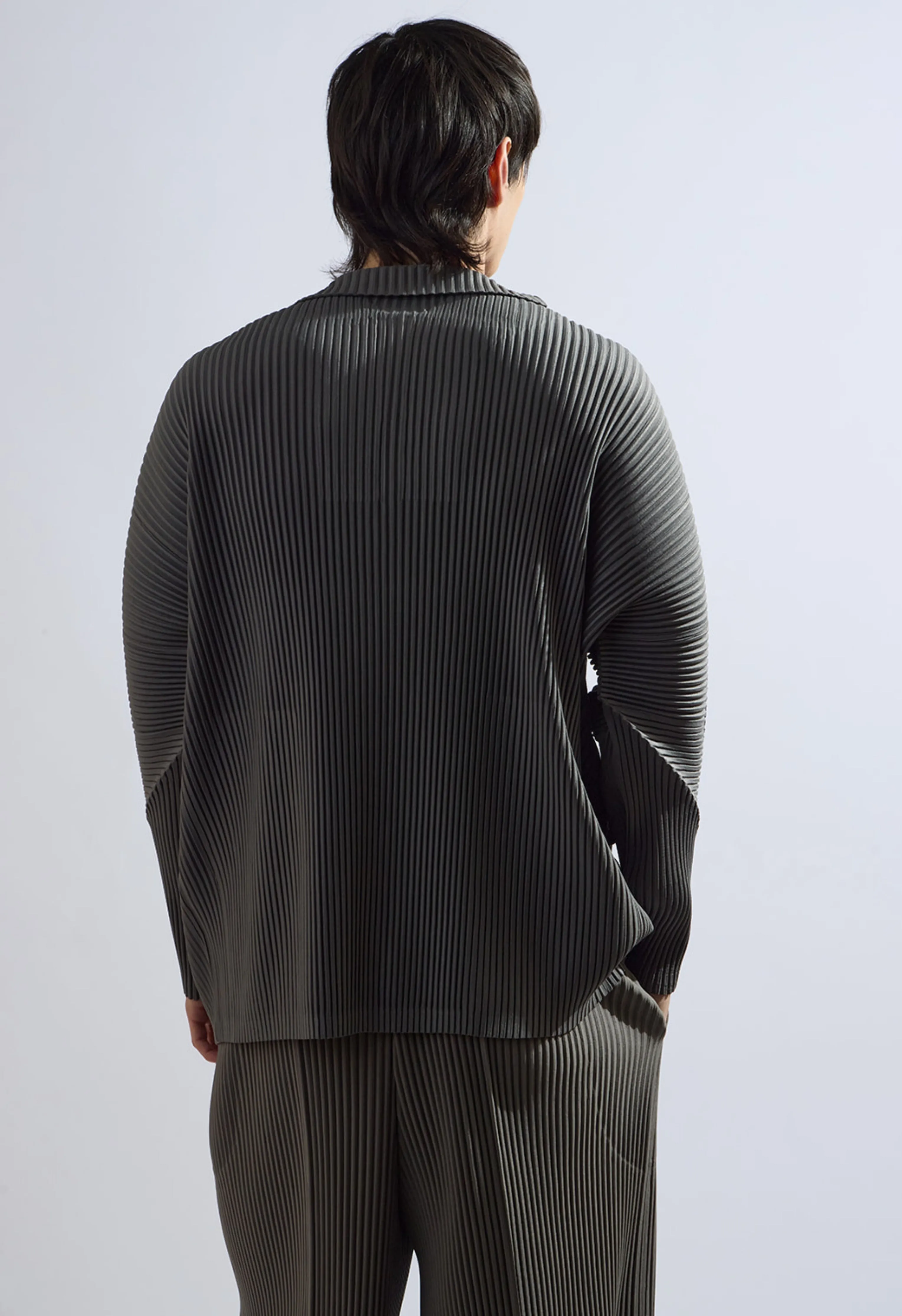 Pleated Zip Up Top in Grey