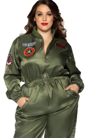 Plus Size Top Gun Costume Flight Suit