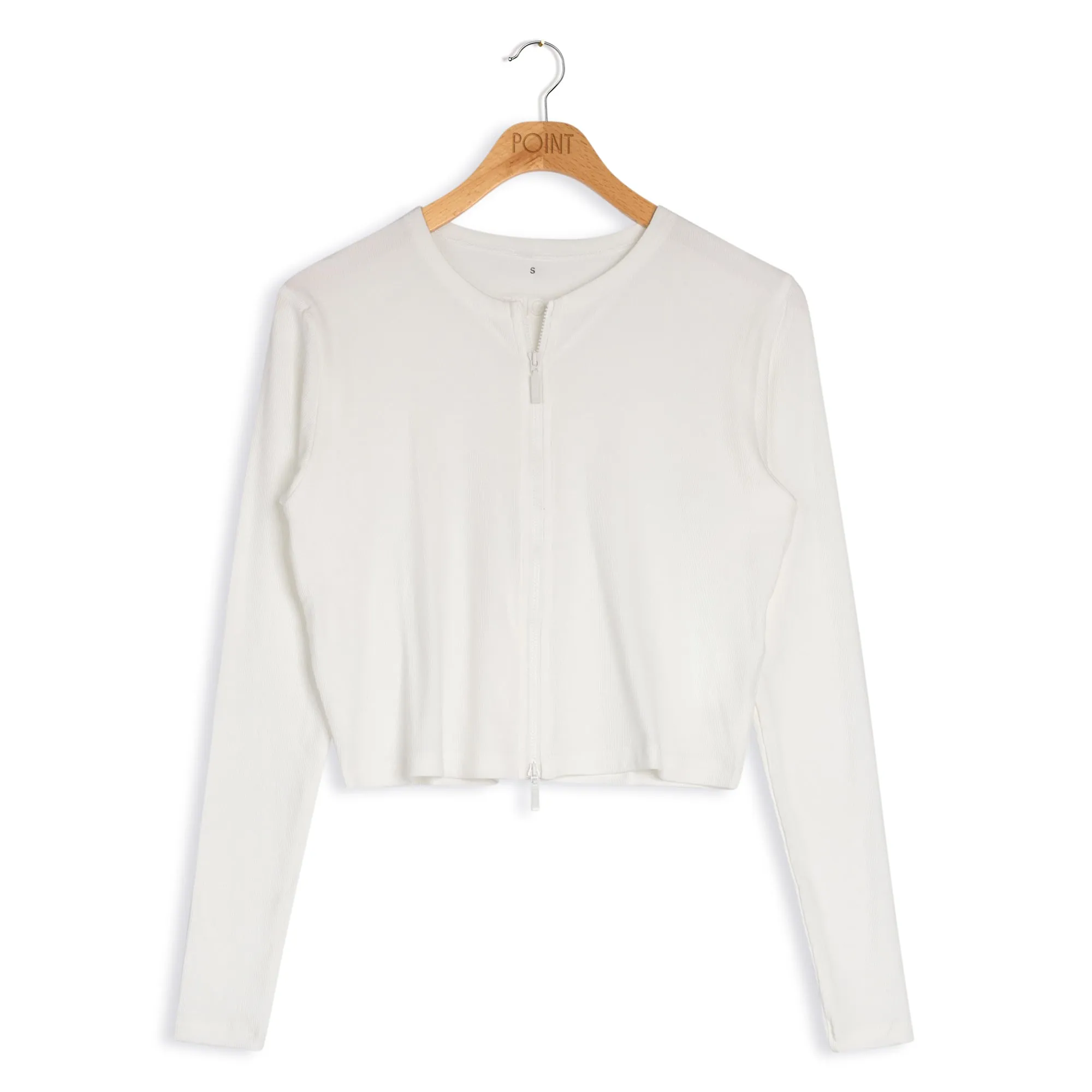Point Off White Double Zip Cardigan