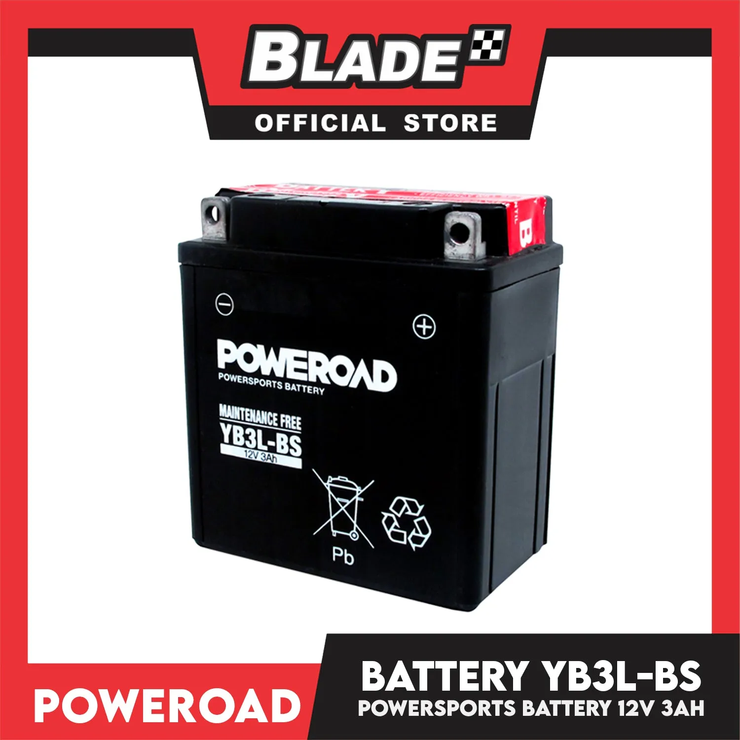 Poweroad Maintenance-Free Motorcycle Battery YB3L-BS