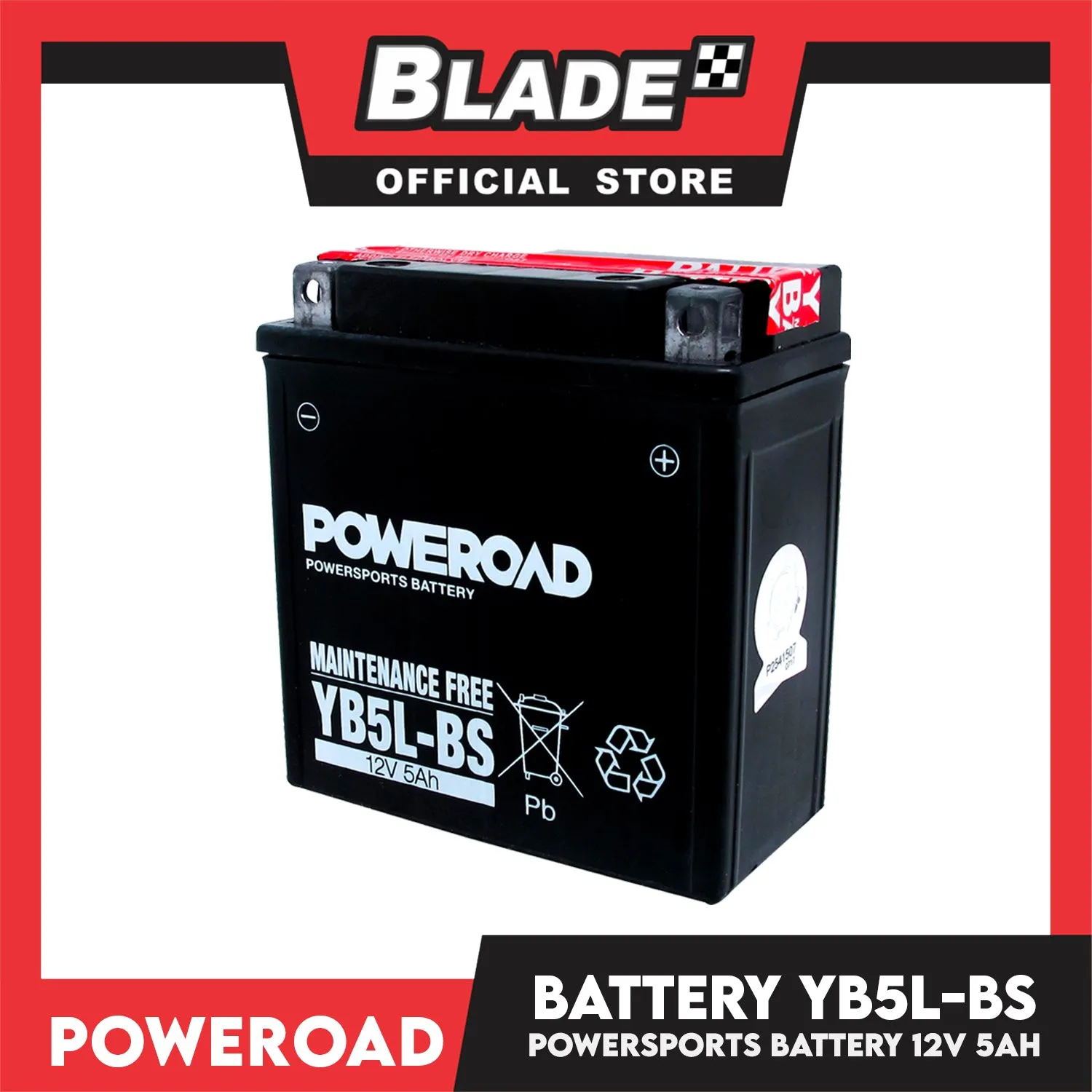 Poweroad Maintenance-Free Motorcycle Battery YB5L-BS