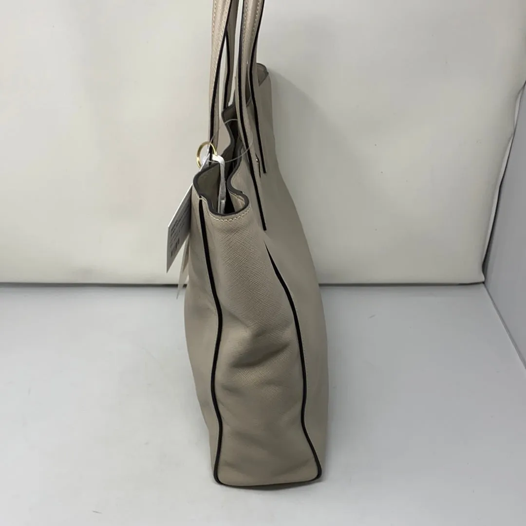 Prada Beige Saffiano Leather Top Handle Tote with Silver Hardware/Crossbody Strap