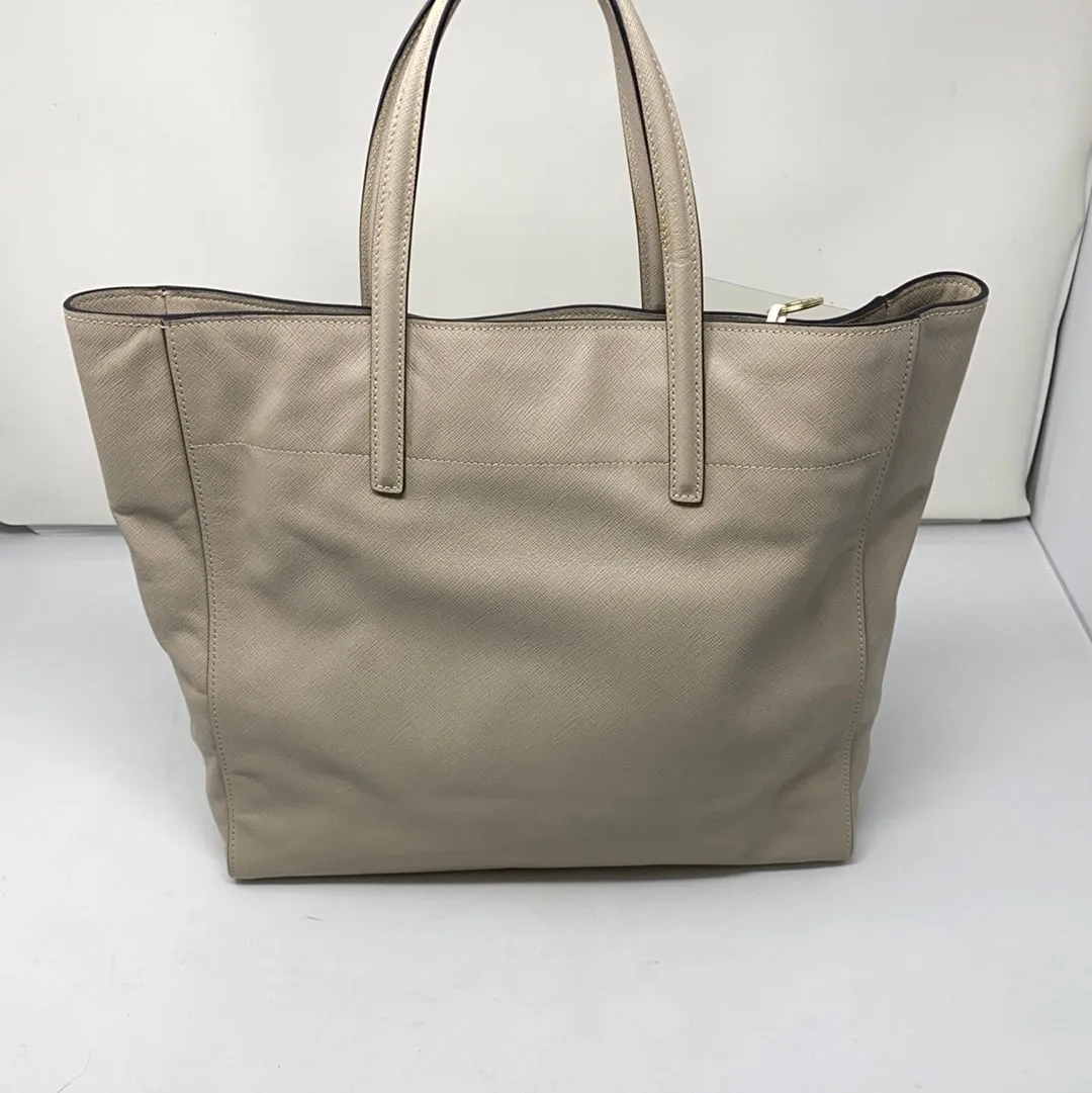 Prada Beige Saffiano Leather Top Handle Tote with Silver Hardware/Crossbody Strap
