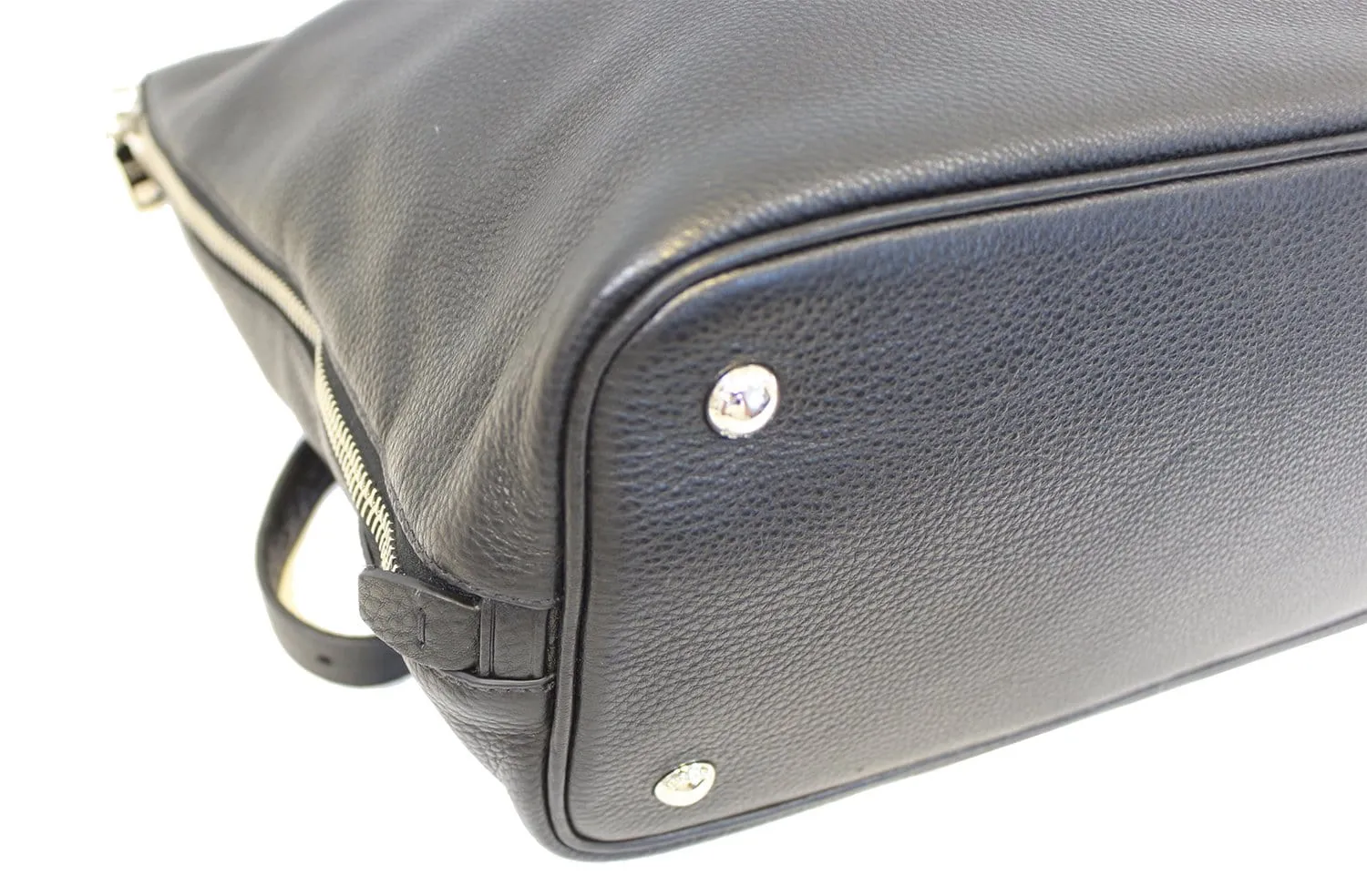 PRADA Black Leather Vitello Phenix Convertible Shopping Tote Bag