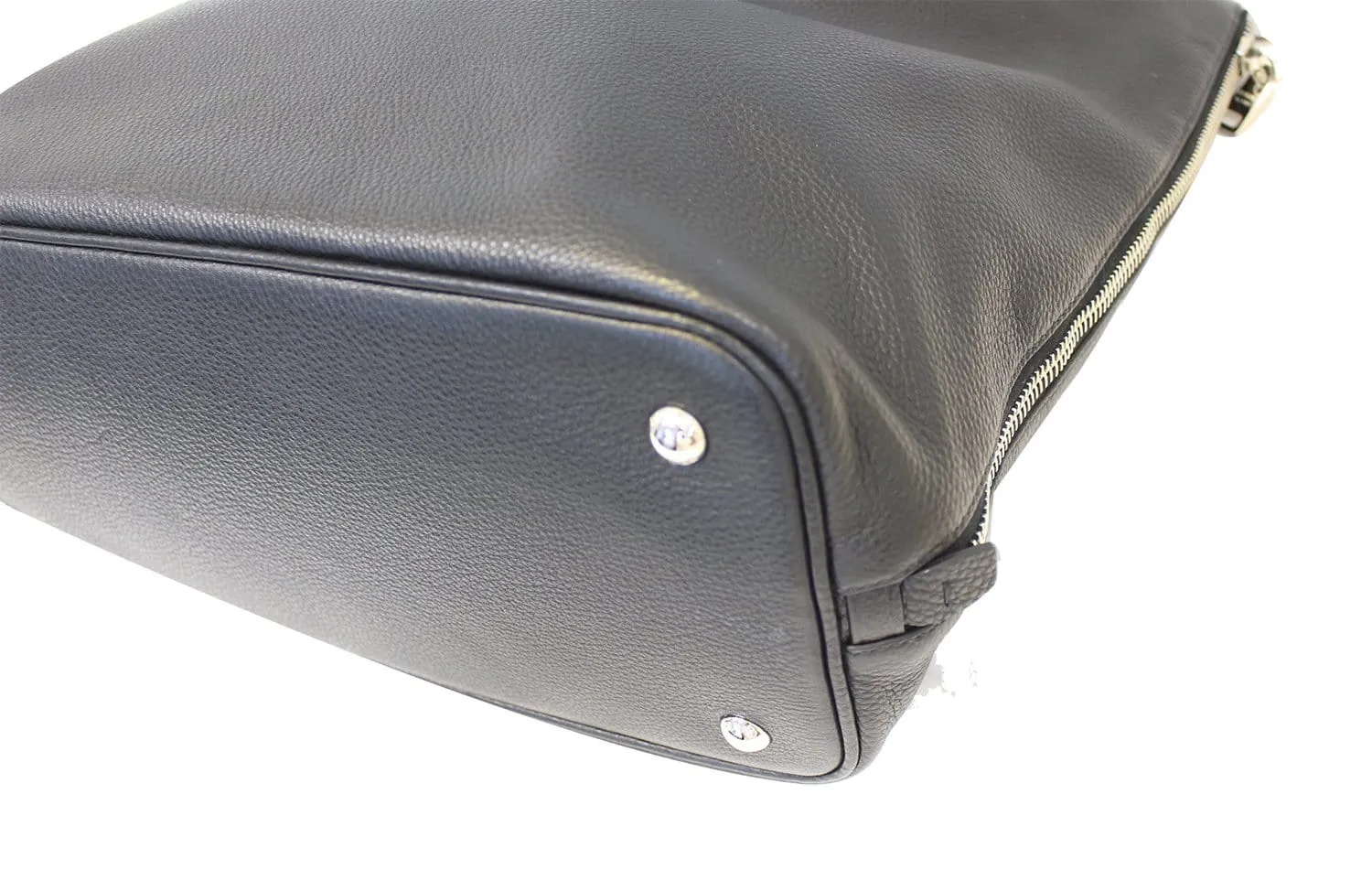 PRADA Black Leather Vitello Phenix Convertible Shopping Tote Bag