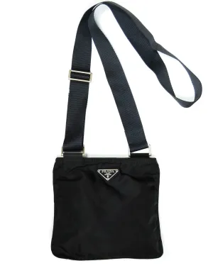 Prada Black Tessuto Nylon Flat Mini Crossbody Bag