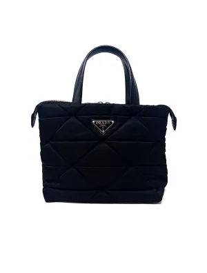 Prada Black/Silver WB! '24 'Padded Re-Nylon' Tote W/Strap