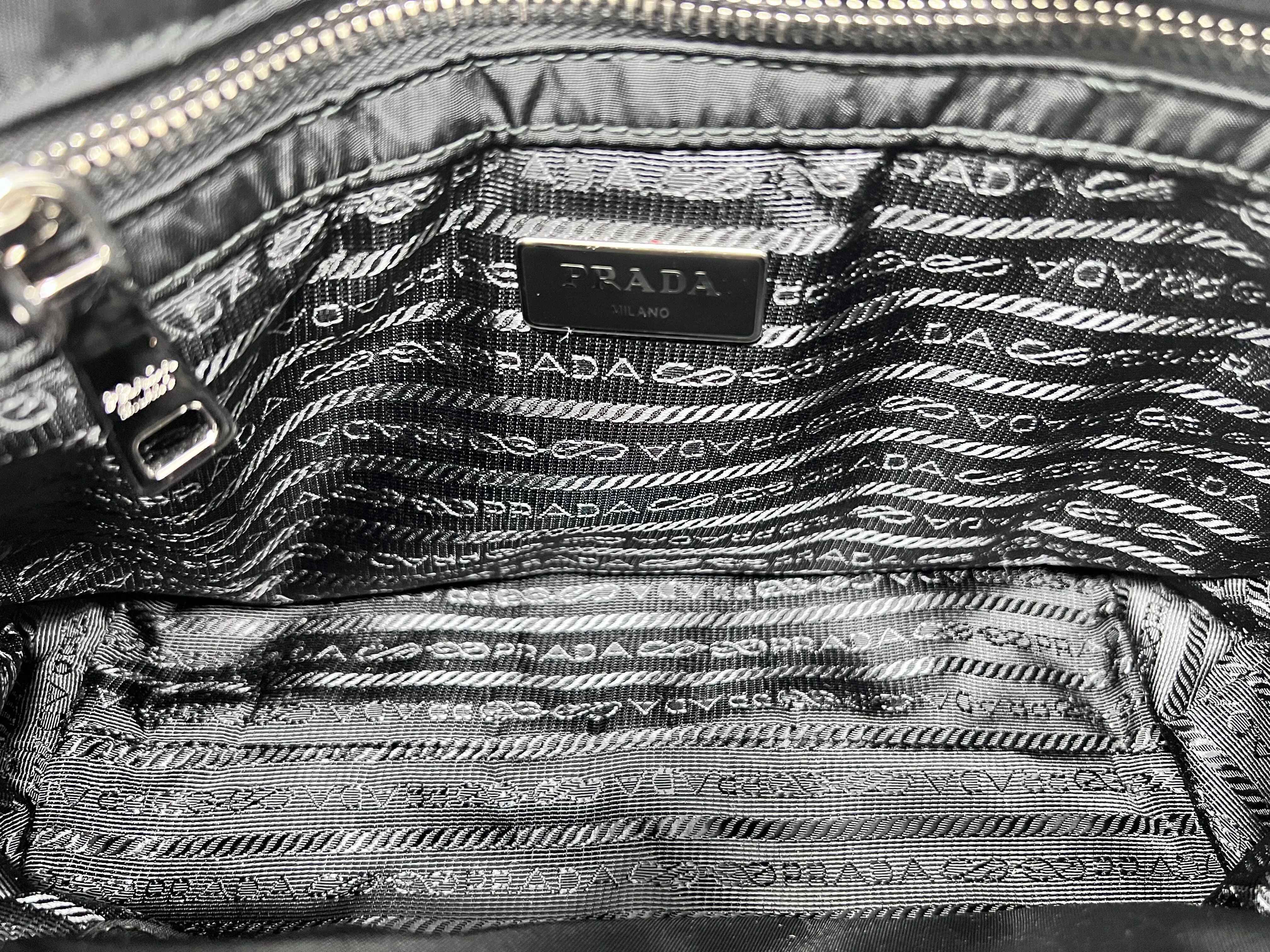 Prada Black/Silver WB! '24 'Padded Re-Nylon' Tote W/Strap