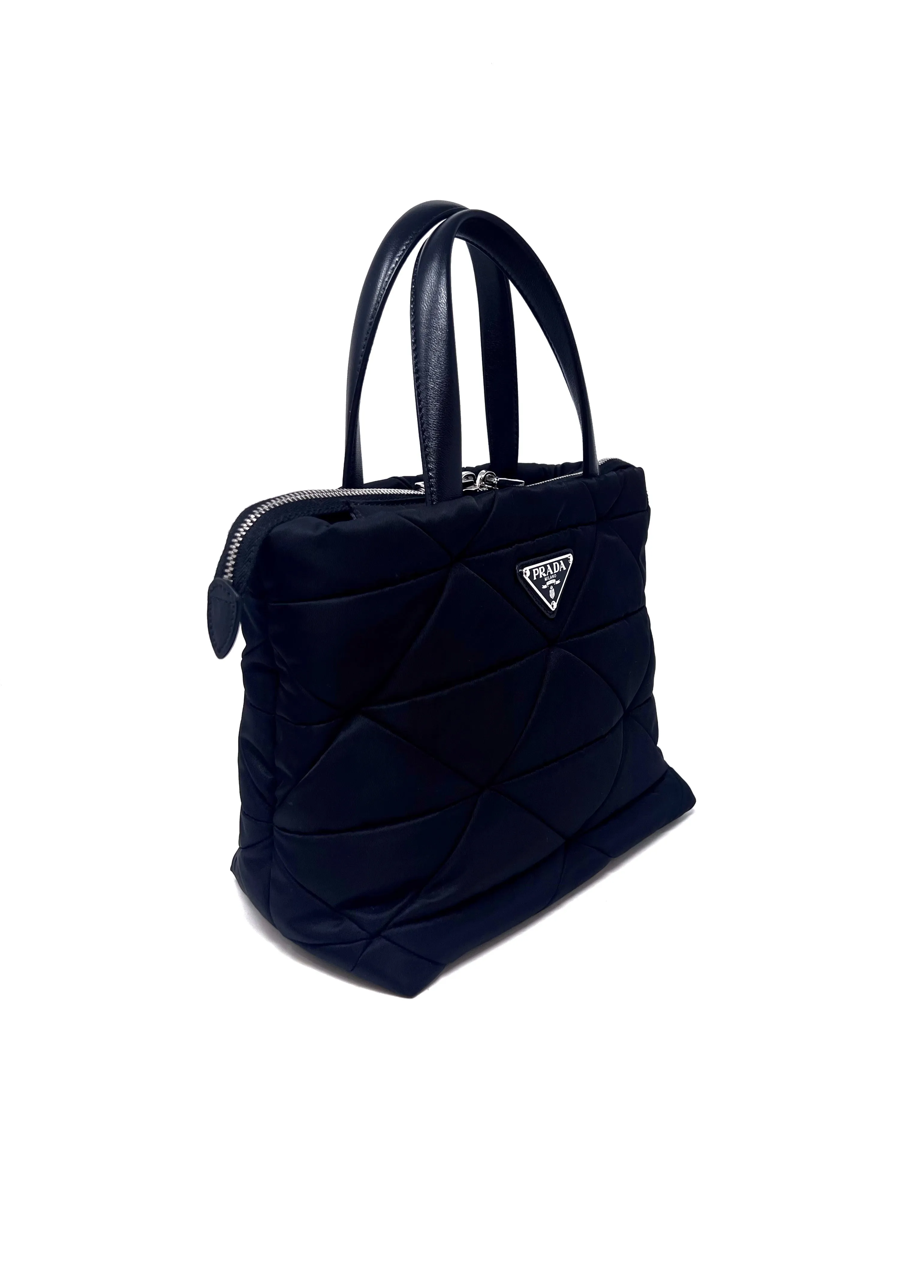 Prada Black/Silver WB! '24 'Padded Re-Nylon' Tote W/Strap