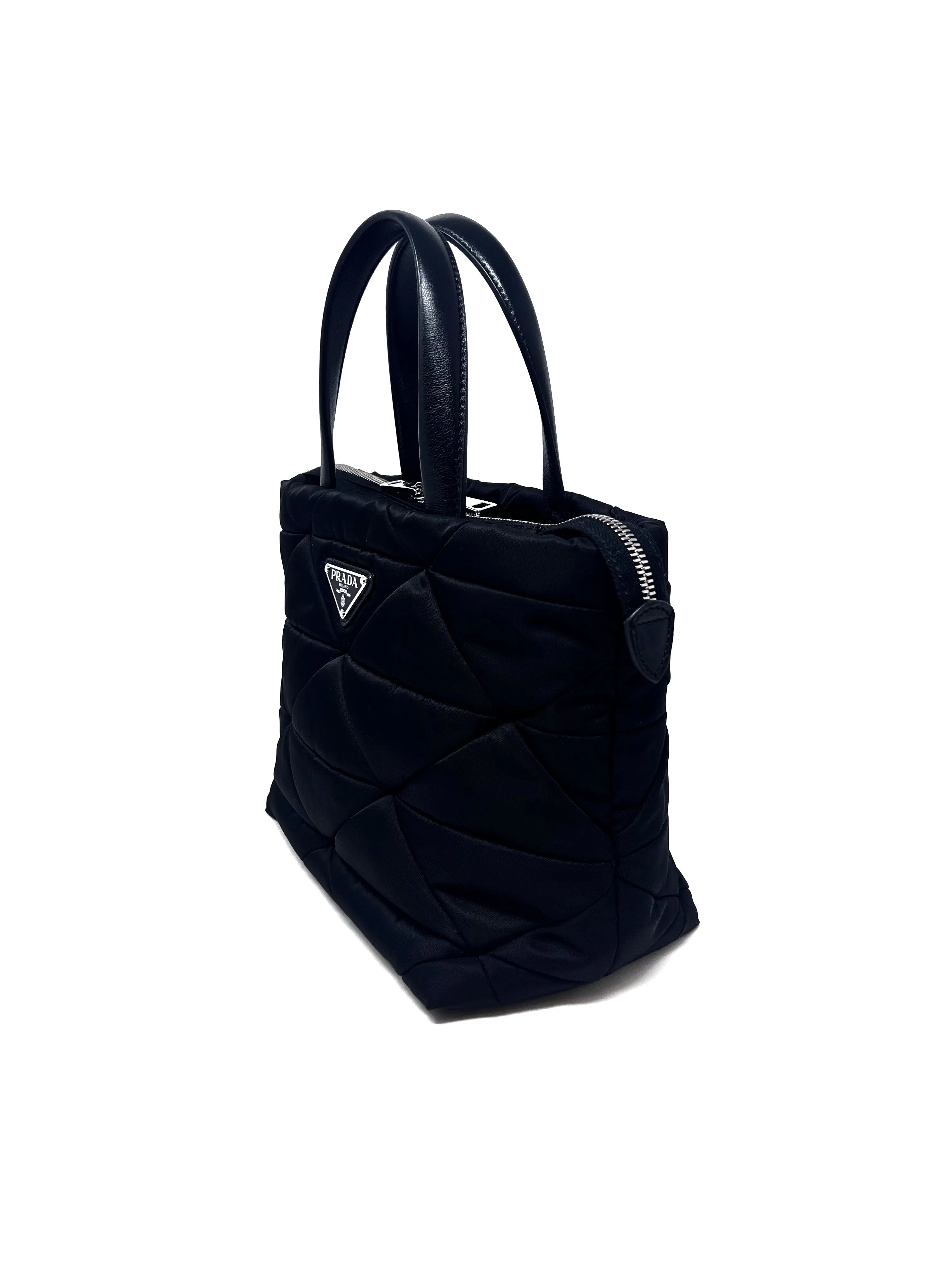 Prada Black/Silver WB! '24 'Padded Re-Nylon' Tote W/Strap