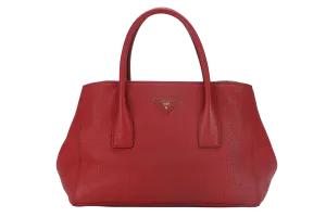 PRADA RED VITELO DAINO TOTE BAG WITH STRAP NO DUST COVER