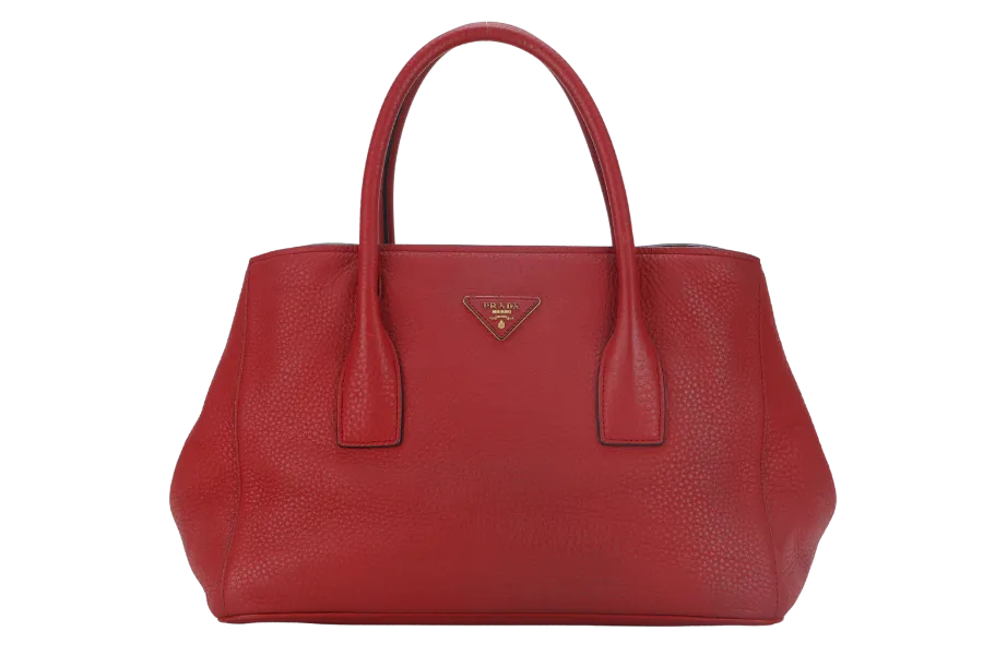 PRADA RED VITELO DAINO TOTE BAG WITH STRAP NO DUST COVER