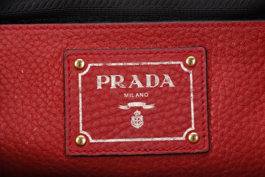 PRADA RED VITELO DAINO TOTE BAG WITH STRAP NO DUST COVER